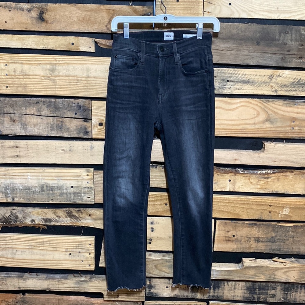 ANTHROPOLOGIE EDWIN BREEâ SLIM STRAIGHT
CROP BLACK RAW HEM JEANS SIZE 25